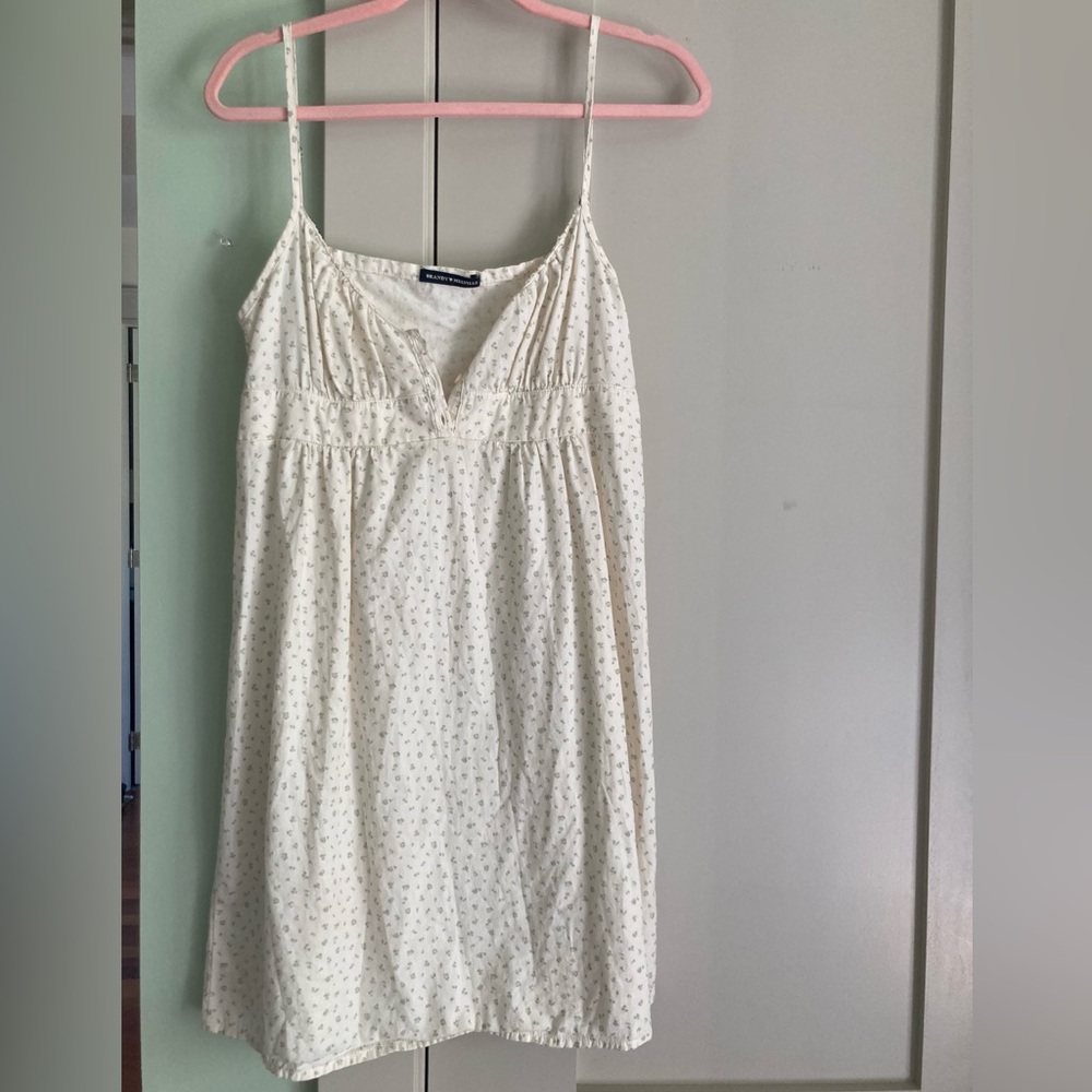 Brandy Melville white and green floral dress